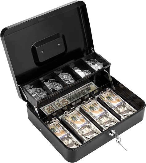 large metal cash box|metal cash box with key.